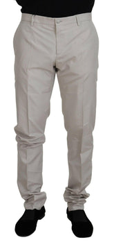 Dolce & Gabbana Off White Silk Mid Waist Chino Pants -   -  Dolce & Gabbana.